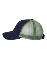 Valucap AH80 Bio-Washed Trucker Cap #color_Navy/ Grey