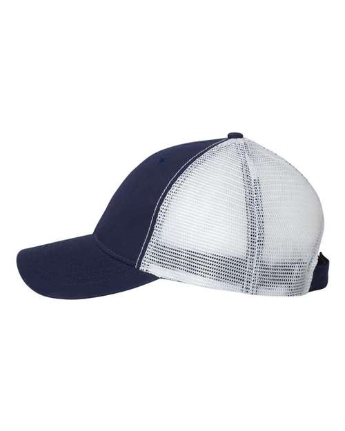 Valucap AH80 Bio-Washed Trucker Cap #color_Navy/ White