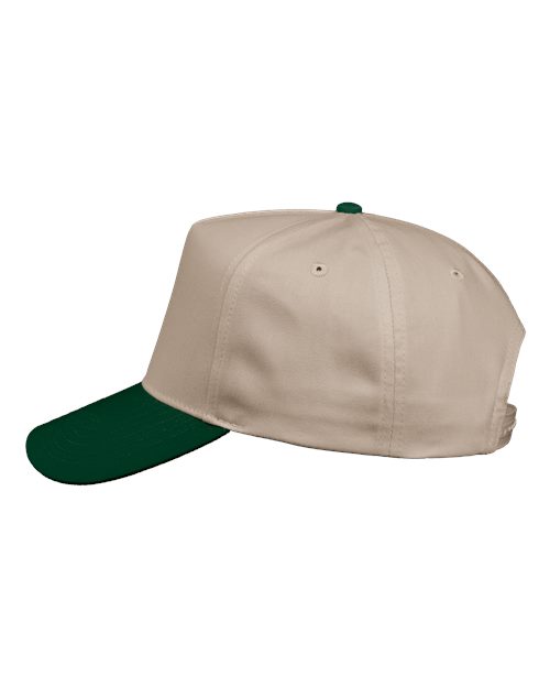 Valucap 8869 Five-Panel Twill Cap #color_Khaki/ Forest Green