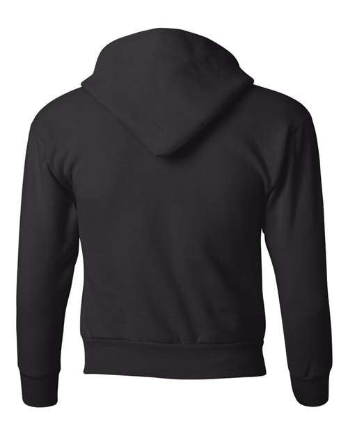 Hanes P473 Youth EcoSmart 50/50 Pullover Hooded Sweatshirt #color_BLACK