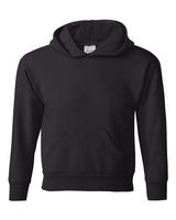 Hanes P473 Youth EcoSmart 50/50 Pullover Hooded Sweatshirt #color_BLACK
