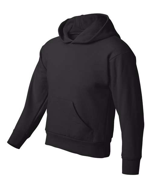 Hanes P473 Youth EcoSmart 50/50 Pullover Hooded Sweatshirt #color_BLACK