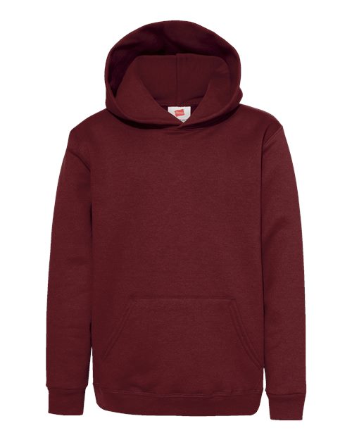 Hanes P473 Youth EcoSmart 50/50 Pullover Hooded Sweatshirt #color_MAROON