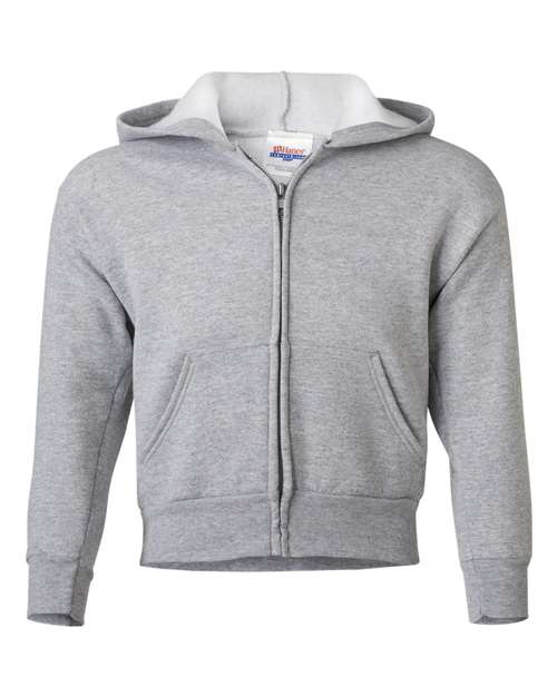 Hanes P480 Youth EcoSmart 50/50 Full-Zip Hooded Sweatshirt #color_LIGHT STEEL