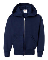 Hanes P480 Youth EcoSmart 50/50 Full-Zip Hooded Sweatshirt #color_NAVY