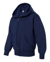 Hanes P480 Youth EcoSmart 50/50 Full-Zip Hooded Sweatshirt #color_NAVY
