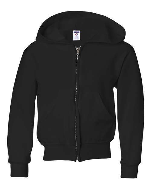 Jerzees 993B Youth NuBlend Fleece Full-Zip Hooded Sweatshirt #color_BLACK