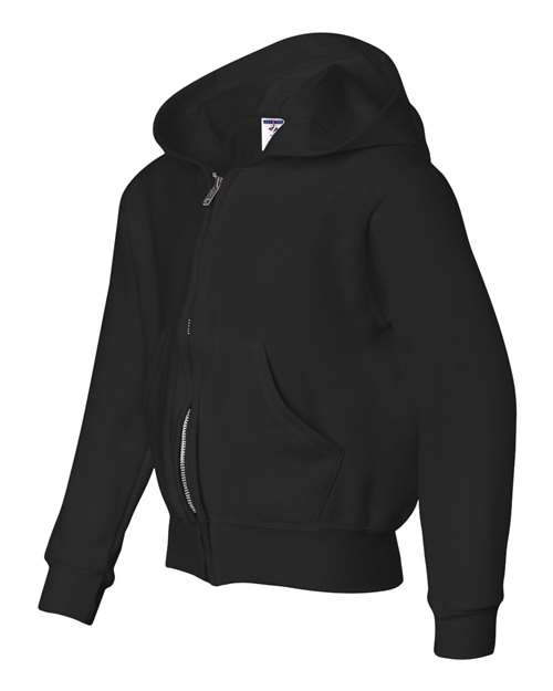 Jerzees 993B Youth NuBlend Fleece Full-Zip Hooded Sweatshirt #color_BLACK