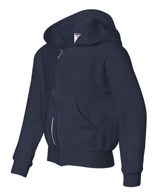Jerzees 993B Youth NuBlend Fleece Full-Zip Hooded Sweatshirt #color_J NAVY