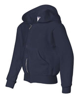 Jerzees 993B Youth NuBlend Fleece Full-Zip Hooded Sweatshirt #color_J NAVY