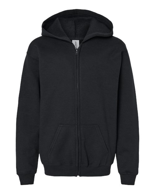 Gildan G186B Youth Heavy Blend 50/50 Full-Zip Hooded Sweatshirt #color_BLACK