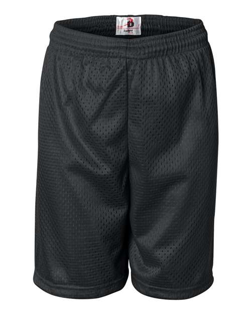 ""Badger 2207 Youth Pro Mesh 6" Shorts" #color_Black"