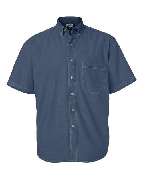 Sierra Pacific 0211 Denim Short Sleeve Shirt #color_Dark Denim
