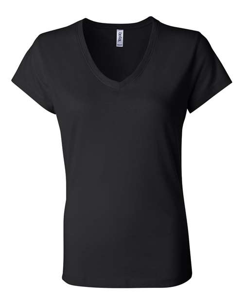 Bella + Canvas B6005 Ladies' Jersey Short-Sleeve V-Neck T-Shirt #color_BLACK