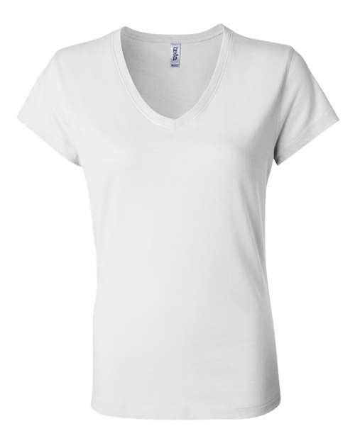 Bella + Canvas B6005 Ladies' Jersey Short-Sleeve V-Neck T-Shirt #color_WHITE