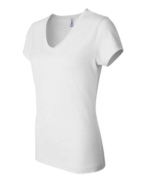 Bella + Canvas B6005 Ladies' Jersey Short-Sleeve V-Neck T-Shirt #color_WHITE