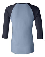 Bella + Canvas B2000 Ladies' Baby Rib 3/4-Sleeve Contrast Raglan T-Shirt #color_BABY BLUE/ NAVY