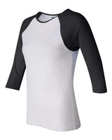 Bella + Canvas B2000 Ladies' Baby Rib 3/4-Sleeve Contrast Raglan T-Shirt #color_WHITE/ BLACK