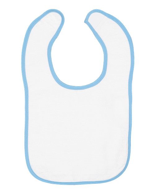 Rabbit Skins 1003 Infant Contrast Trim Terry Bib #color_WHITE/ LT BLUE
