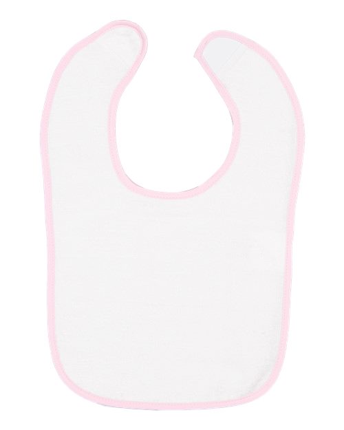 Rabbit Skins 1003 Infant Contrast Trim Terry Bib #color_WHITE/ PINK