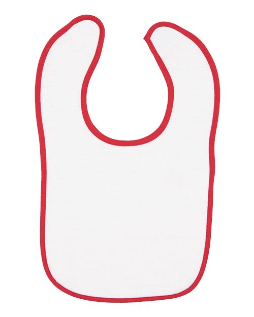 Rabbit Skins 1003 Infant Contrast Trim Terry Bib #color_WHITE/ RED