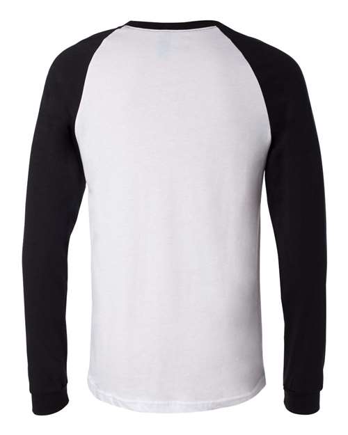 Bella + Canvas 3000C Men's Jersey Long-Sleeve Baseball T-Shirt #color_WHITE/ BLACK