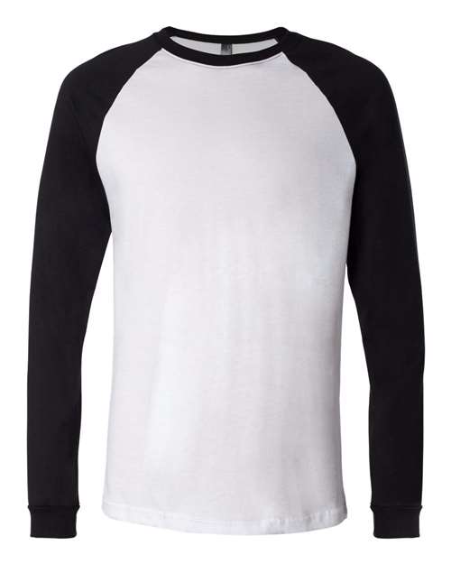 Bella + Canvas 3000C Men's Jersey Long-Sleeve Baseball T-Shirt #color_WHITE/ BLACK