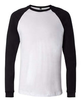 Bella + Canvas 3000C Men's Jersey Long-Sleeve Baseball T-Shirt #color_WHITE/ BLACK