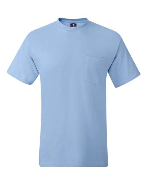 Hanes 5190P Adult Beefy-T with Pocket #color_LIGHT BLUE