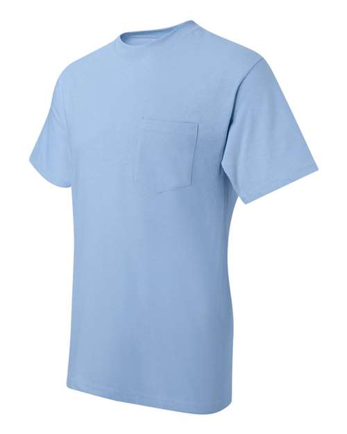 Hanes 5190P Adult Beefy-T with Pocket #color_LIGHT BLUE