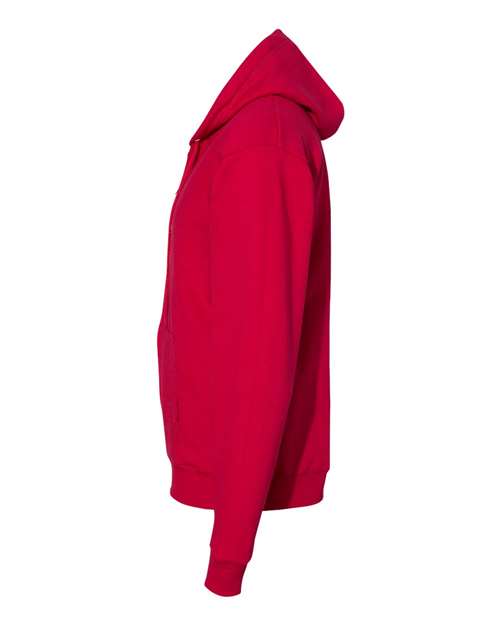 Hanes P180 Adult EcoSmart 50/50 Full-Zip Hooded Sweatshirt #color_DEEP RED