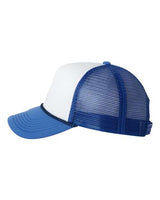 Valucap VC700 Foam Mesh-Back Trucker Cap #color_White/ Royal