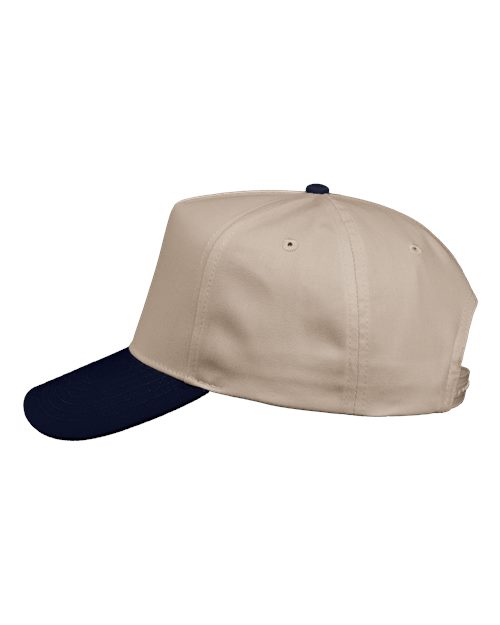 Valucap 8869 Five-Panel Twill Cap #color_Khaki/ Navy