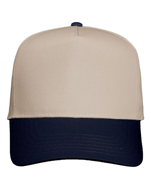 Valucap 8869 Five-Panel Twill Cap #color_Khaki/ Navy