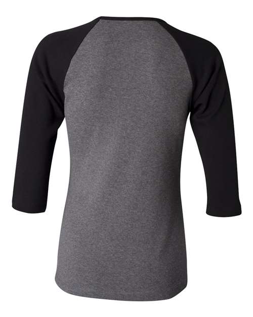 Bella + Canvas B2000 Ladies' Baby Rib 3/4-Sleeve Contrast Raglan T-Shirt #color_DP HEATHER/ BLK
