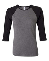 Bella + Canvas B2000 Ladies' Baby Rib 3/4-Sleeve Contrast Raglan T-Shirt #color_DP HEATHER/ BLK