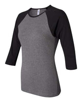 Bella + Canvas B2000 Ladies' Baby Rib 3/4-Sleeve Contrast Raglan T-Shirt #color_DP HEATHER/ BLK