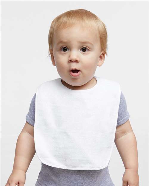 Rabbit Skins 1003 Infant Contrast Trim Terry Bib #color_WHITE/ WHITE