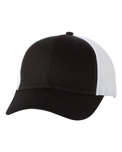 Valucap VC400 Mesh-Back Twill Trucker Cap #color_Black/ White