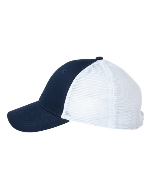 Valucap VC400 Mesh-Back Twill Trucker Cap #color_Navy/ White
