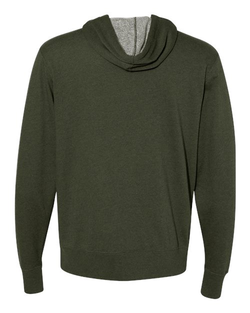 Independent Trading Co. PRM90HTZ Heathered French Terry Full-Zip Hooded Sweatshirt #color_Olive Heather