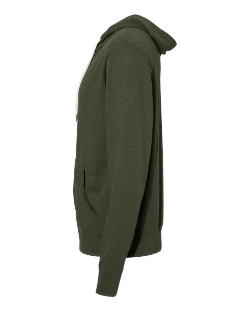 Independent Trading Co. PRM90HTZ Heathered French Terry Full-Zip Hooded Sweatshirt #color_Olive Heather