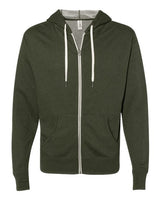 Independent Trading Co. PRM90HTZ Heathered French Terry Full-Zip Hooded Sweatshirt #color_Olive Heather