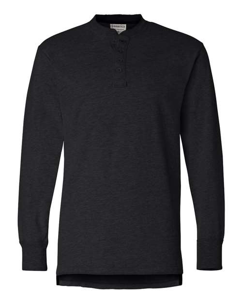 J America JA8244 Men's Vintage Brushed Jersey Henley #color_BLACK