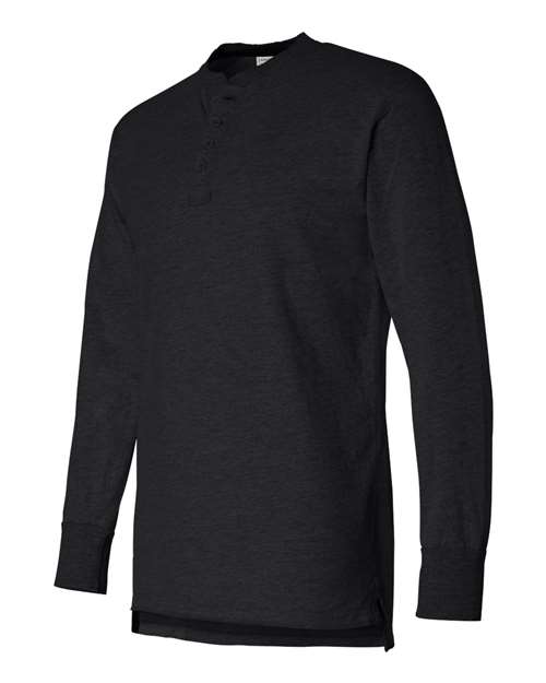 J America JA8244 Men's Vintage Brushed Jersey Henley #color_BLACK