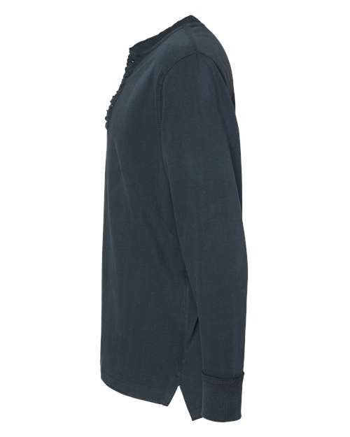 J America JA8244 Men's Vintage Brushed Jersey Henley #color_VINTAGE NAVY