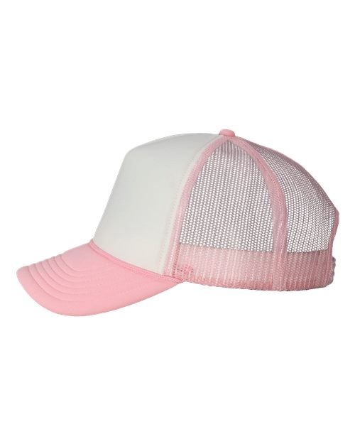 Valucap VC700 Foam Mesh-Back Trucker Cap #color_White/ Pink
