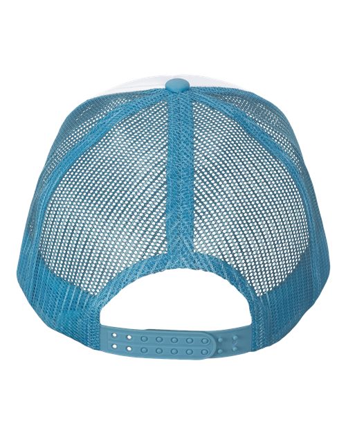 Valucap VC700 Foam Mesh-Back Trucker Cap #color_White/ Baby Blue