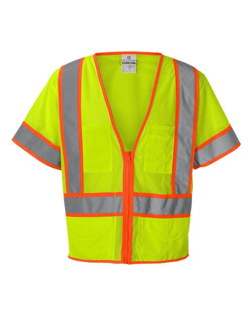 Kishigo 1242-1243 Ultra-Cool Six-Pocket Mesh Surveyor’s Vest #color_Lime
