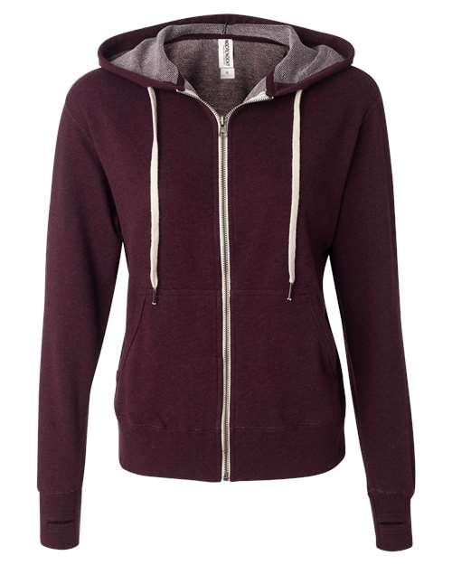 Independent Trading Co. PRM90HTZ Heathered French Terry Full-Zip Hooded Sweatshirt #color_Burgundy Heather